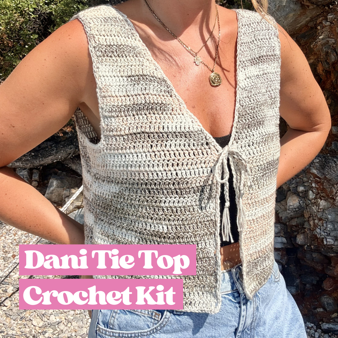 Dani tie top crochet kit | cotton waves yarn | cotton crochet kit | summer top crochet kit