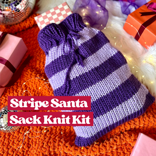 stripe santa sack knitting kit