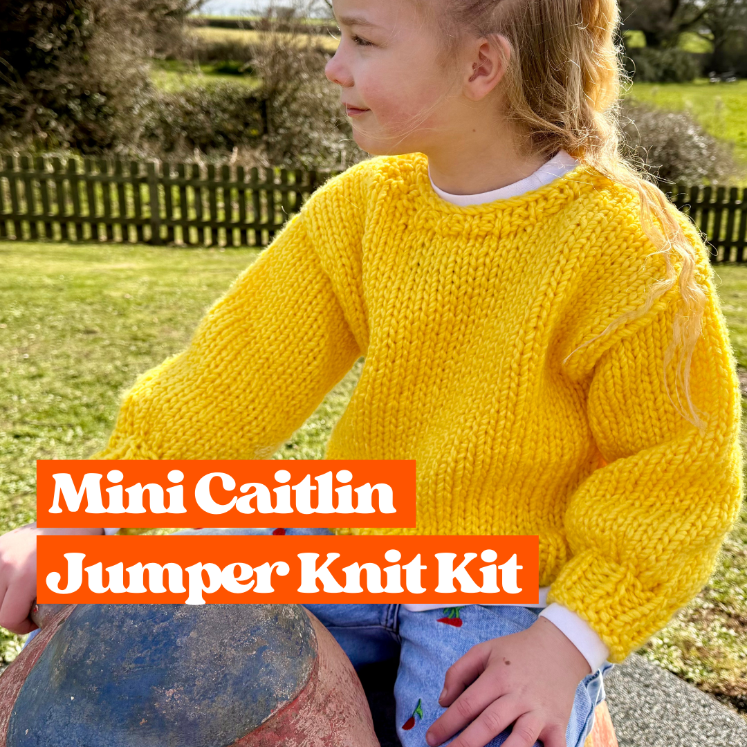 Mini Chunky jumper knit kit | child's jumper knitting kit | Childs sweater knit kit | easy jumper knitting kit
