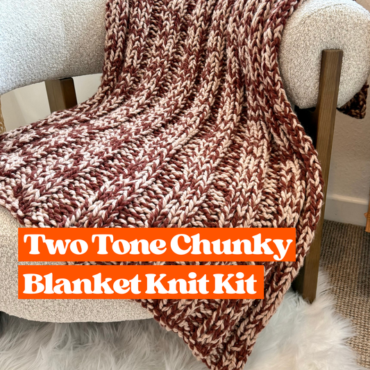 Two tone chunky blanket knitting kit | blanket knit kit | beginner friendly