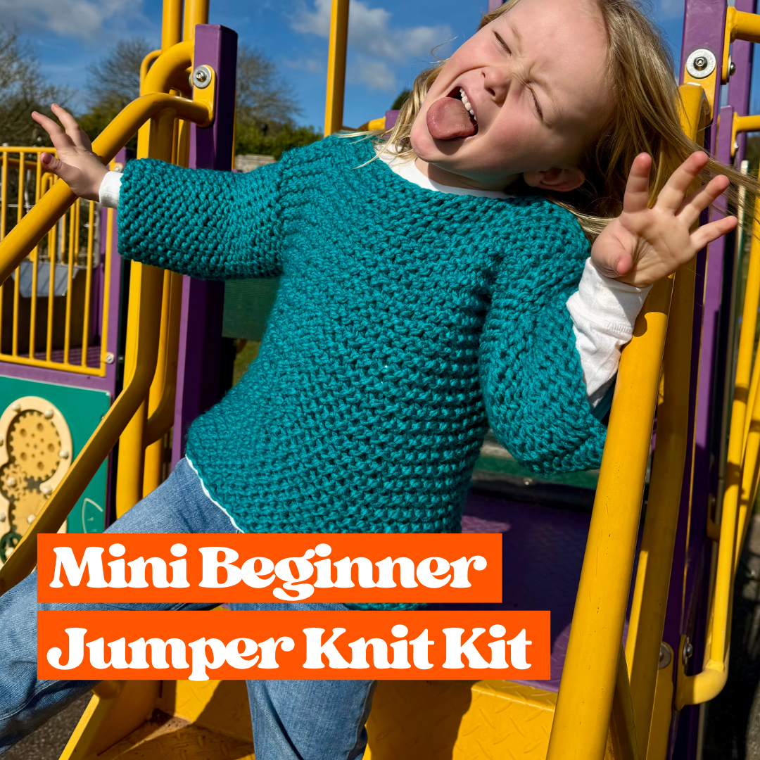 mini beginner jumper knit kit | kids knitting kit | easy knit | kids clothing knitting kit