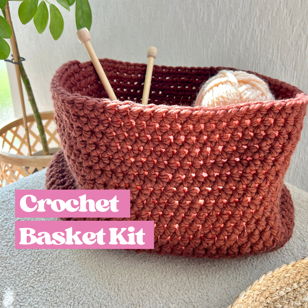 beginner friendly crochet kit - basket bag - learn how to crochet