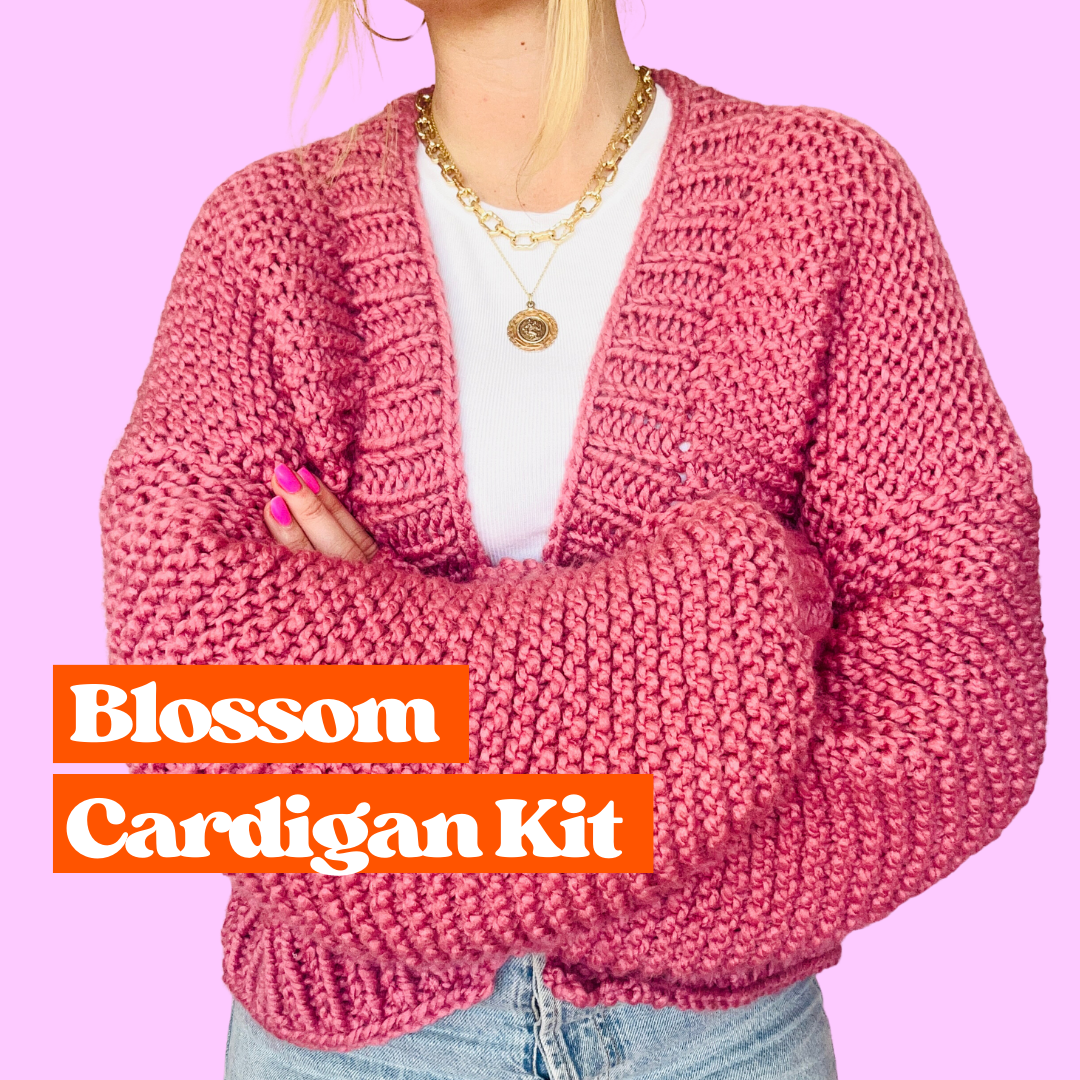beginner friendly cardigan knit kit | chunky cardigan knitting kit | easy cardigan kit