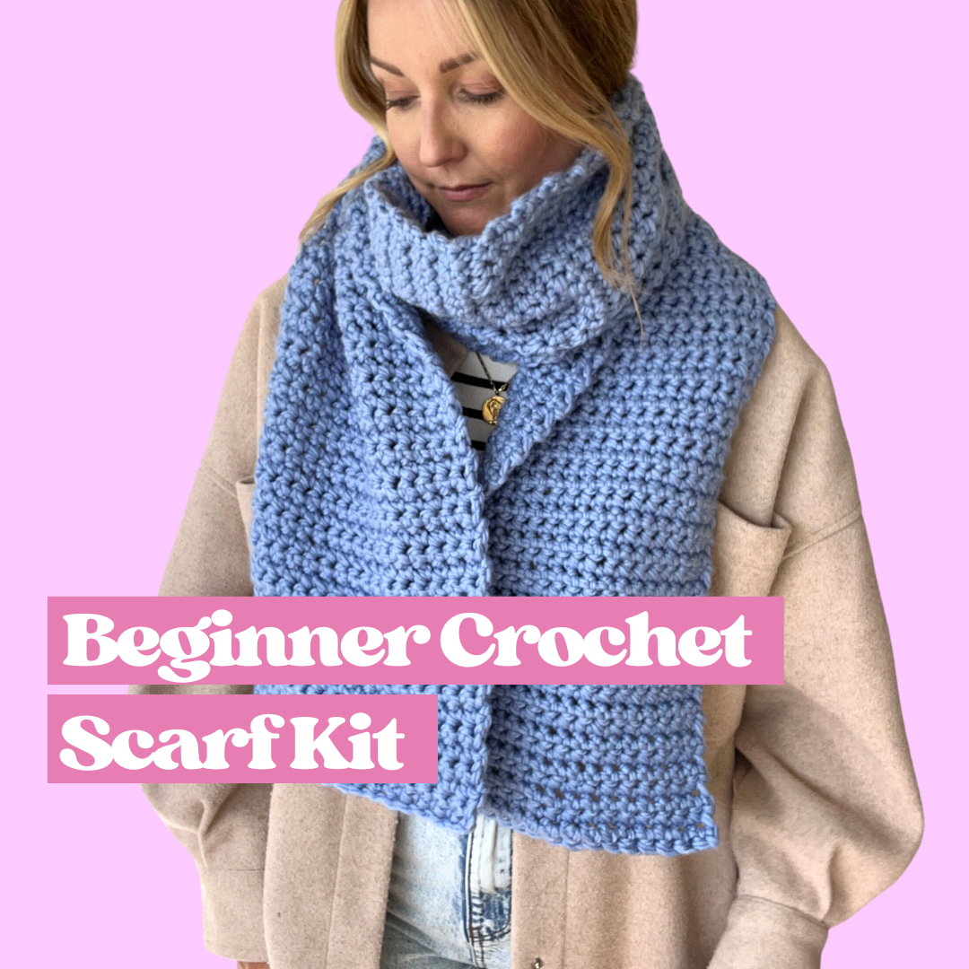 beginner crochet scarf kit - learn how to crochet