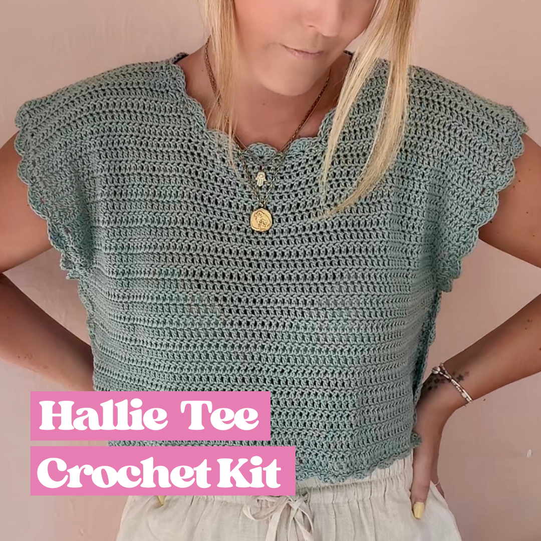 Summer crochet top | Cropped Crochet Tee | Hallie Tee | Beginner Crochet Kit