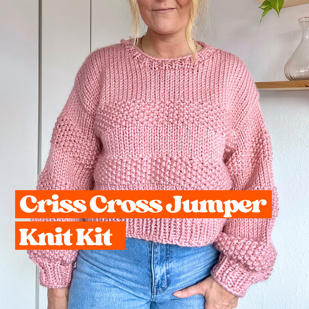 seed stitch chunky jumper knitting kit - confident beginner level