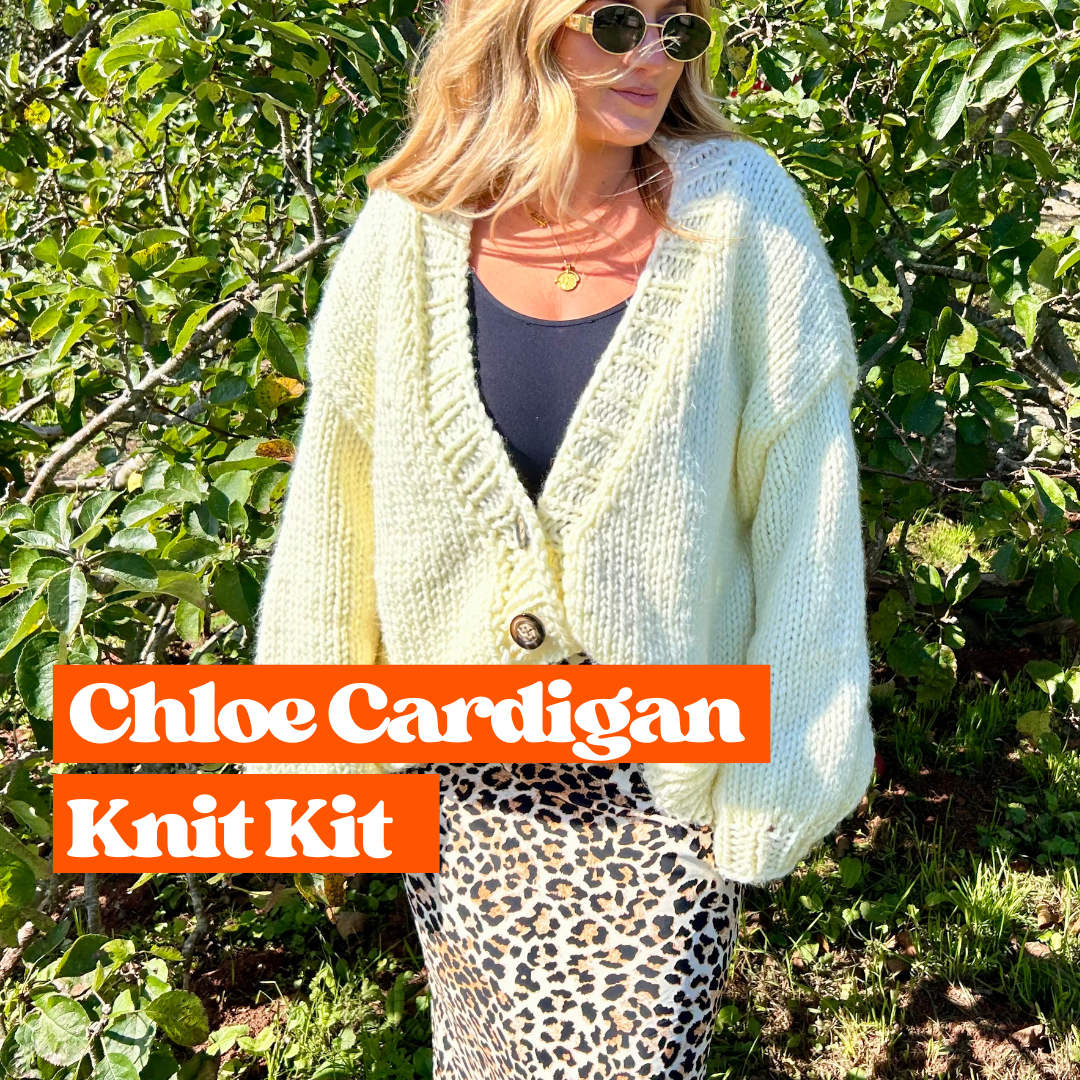 Chloe cardigan knit kit | chunk v-neck cardigan knitting kit | beginner friendly