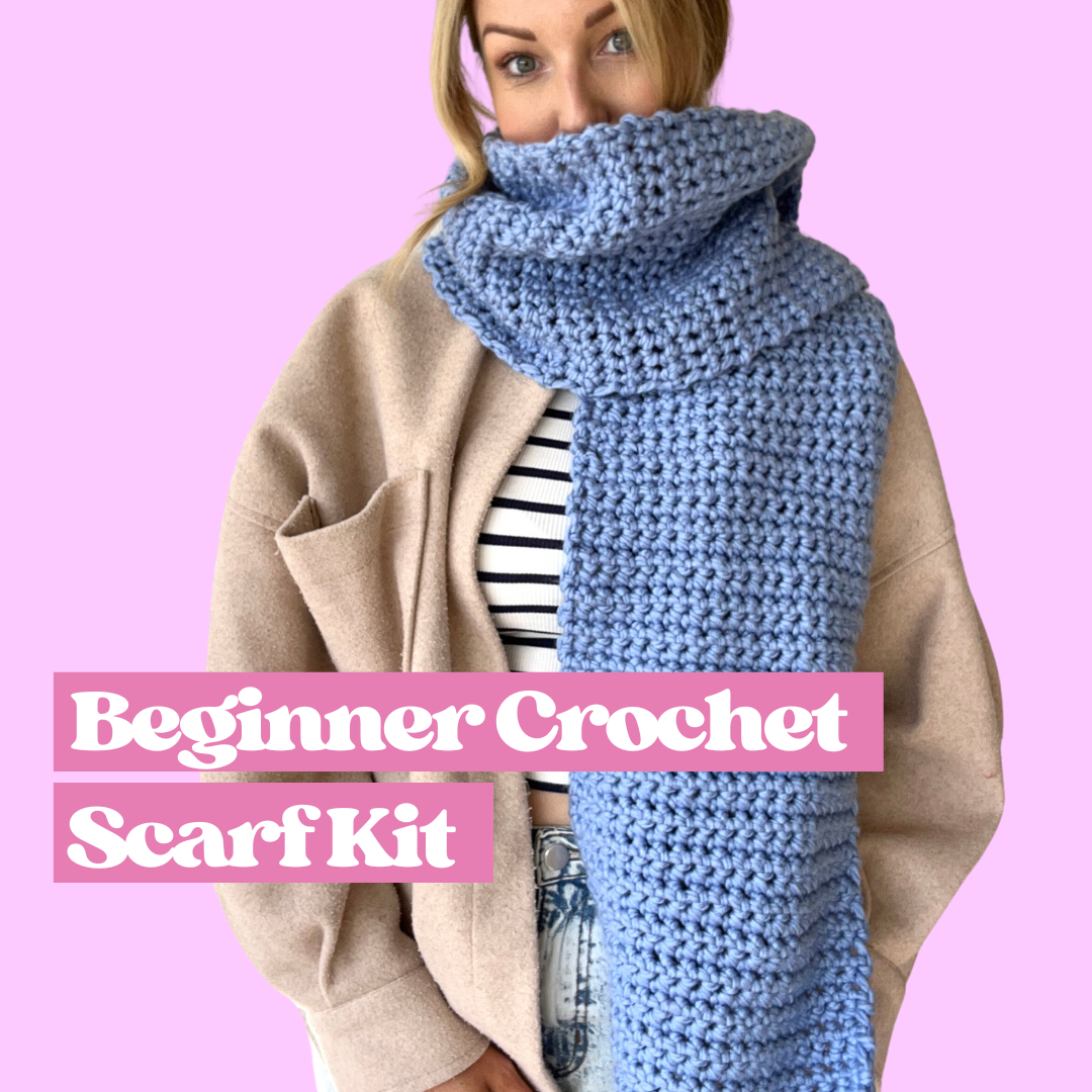 beginner crochet scarf kit - learn how to crochet