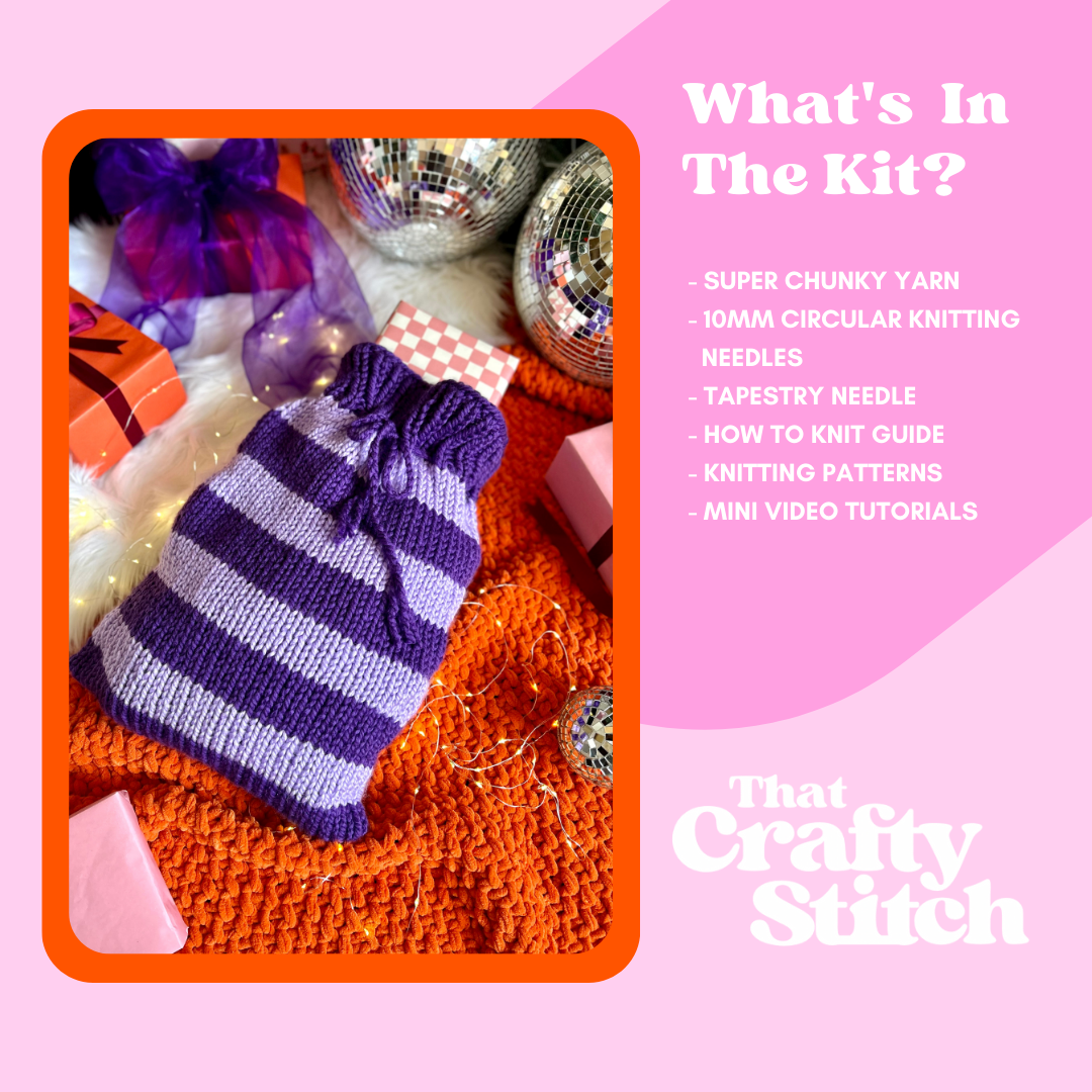 stripe santa sack knit kit