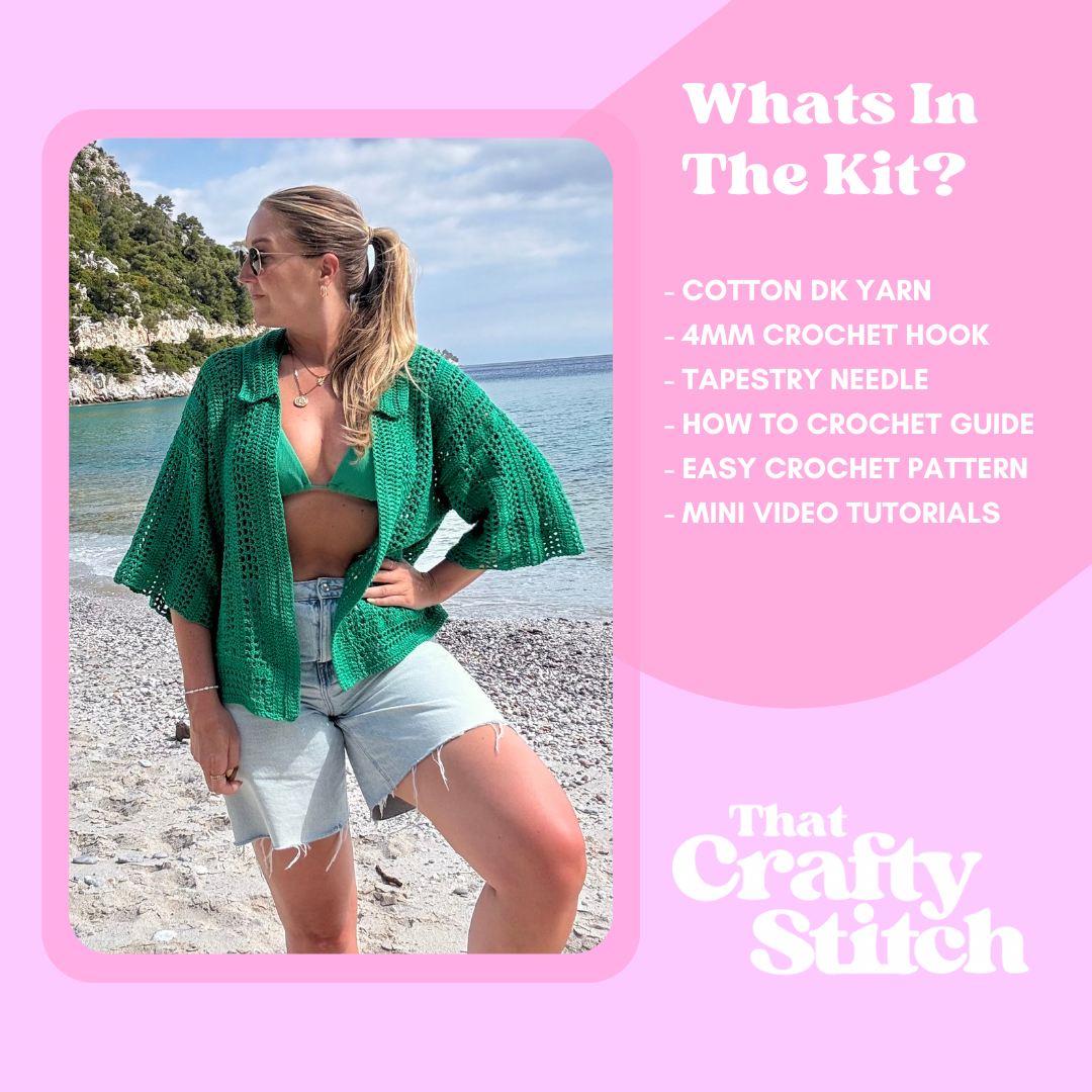 Summer crochet shirt kit | confident beginner crochet project | Capri Crochet Shirt kit