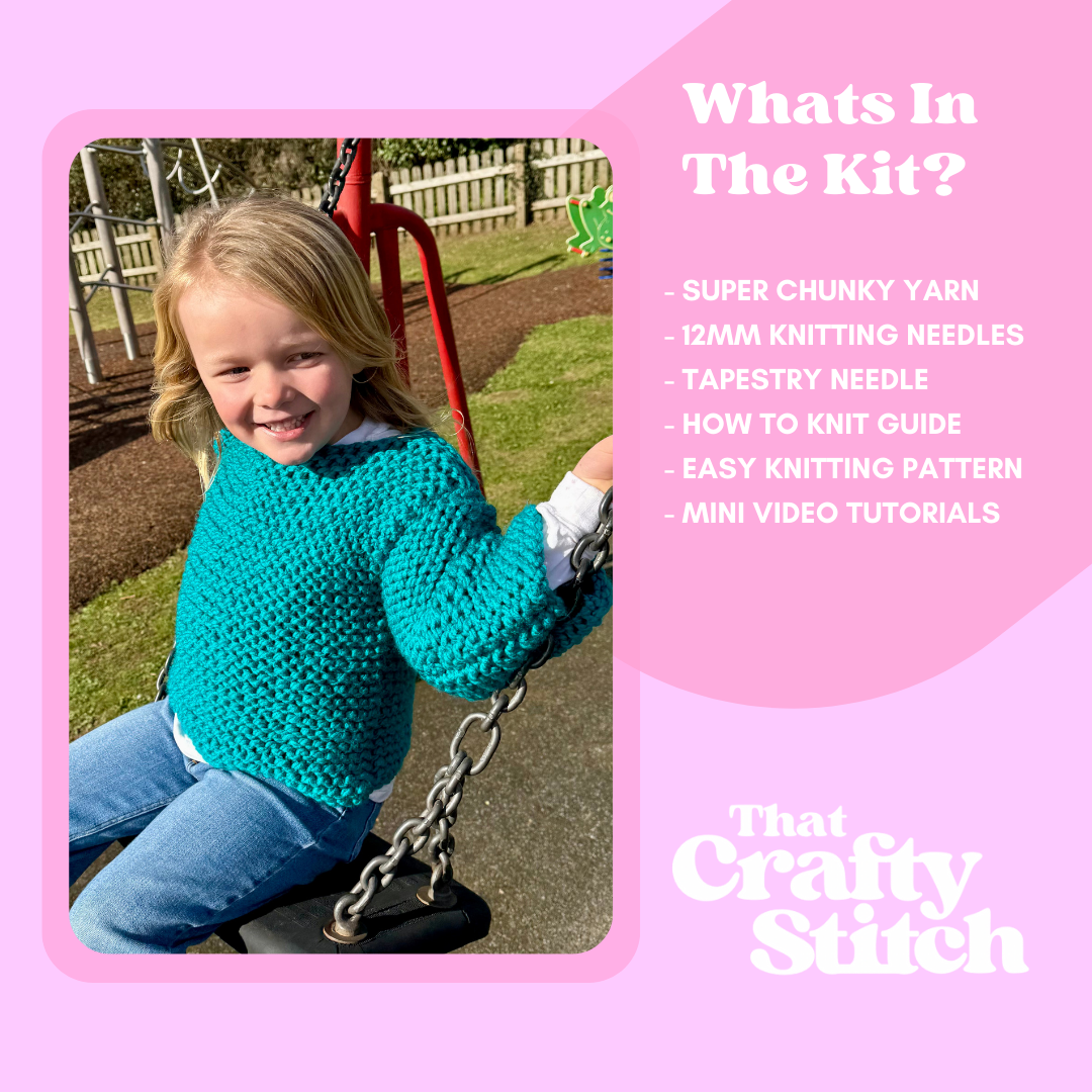 mini beginner jumper knit kit | kids knitting kit | easy knit | kids clothing knitting kit