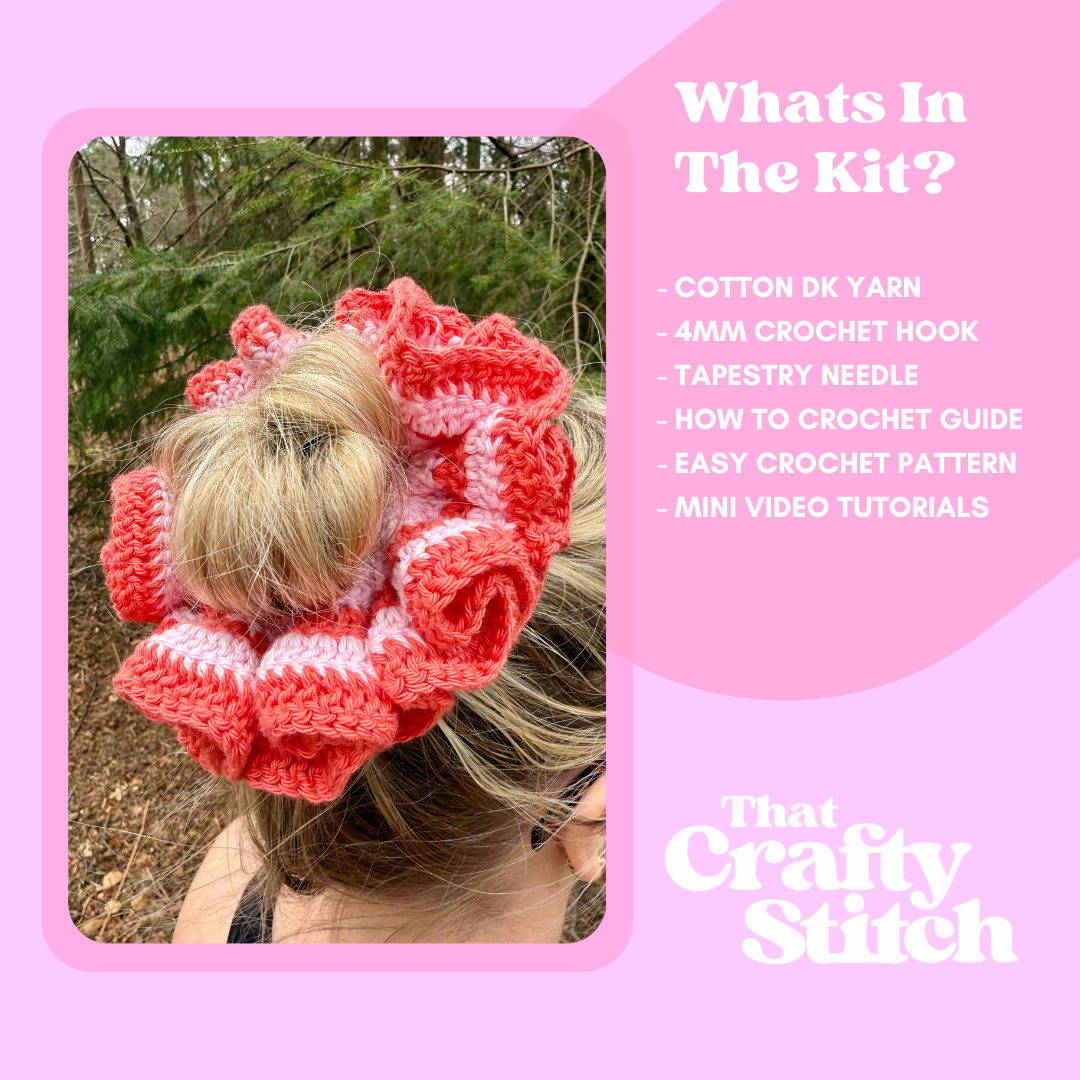 crochet kit | ruffle scrunchie | beginner friendly | summer crochet project