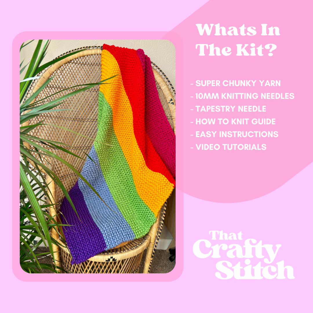 rainbow striped blanket knit kit
