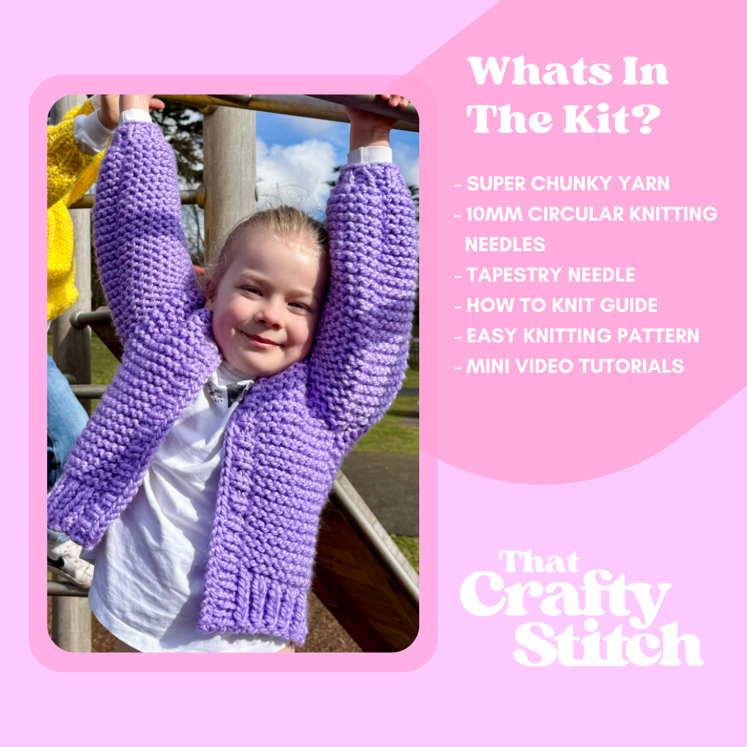 Mini Cardigan knit kit | kids cardigan knitting kit | toddler cardigan | easy knit kit