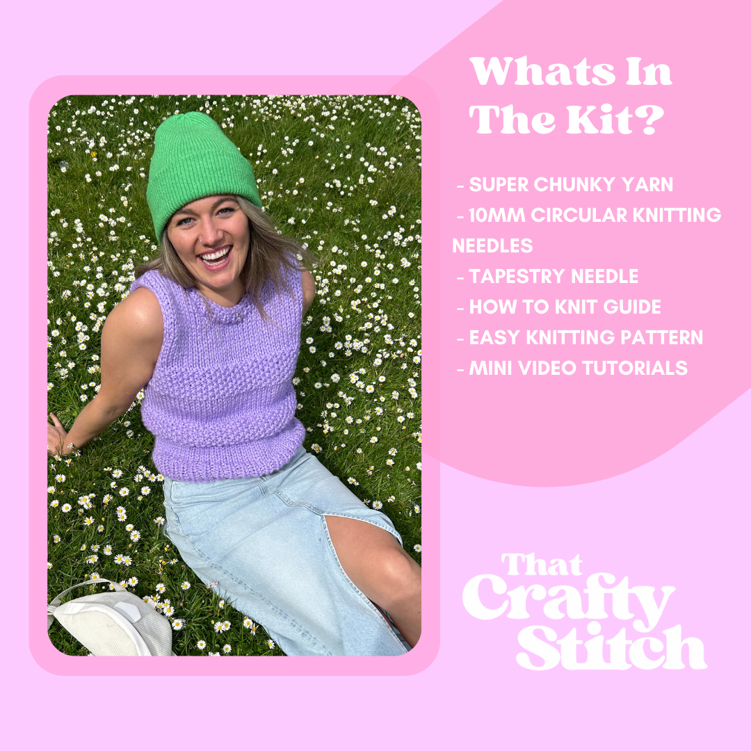 Criss Cross Vest Knitting Kit | confident beginner knitter | sweater vest knit kit