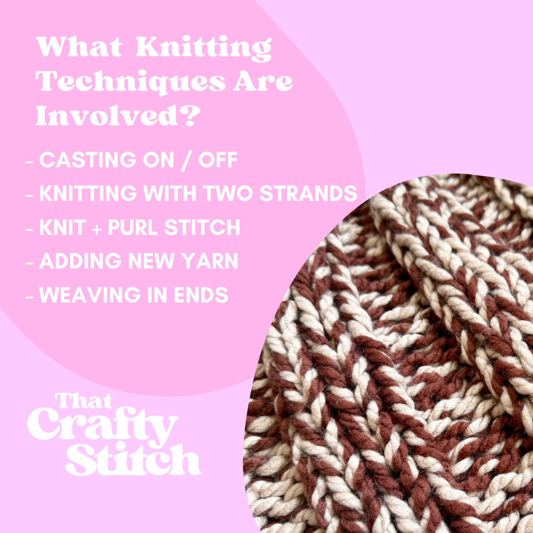two tone chunky blanket knitting pattern | digital knitting pattern | beginner friendly