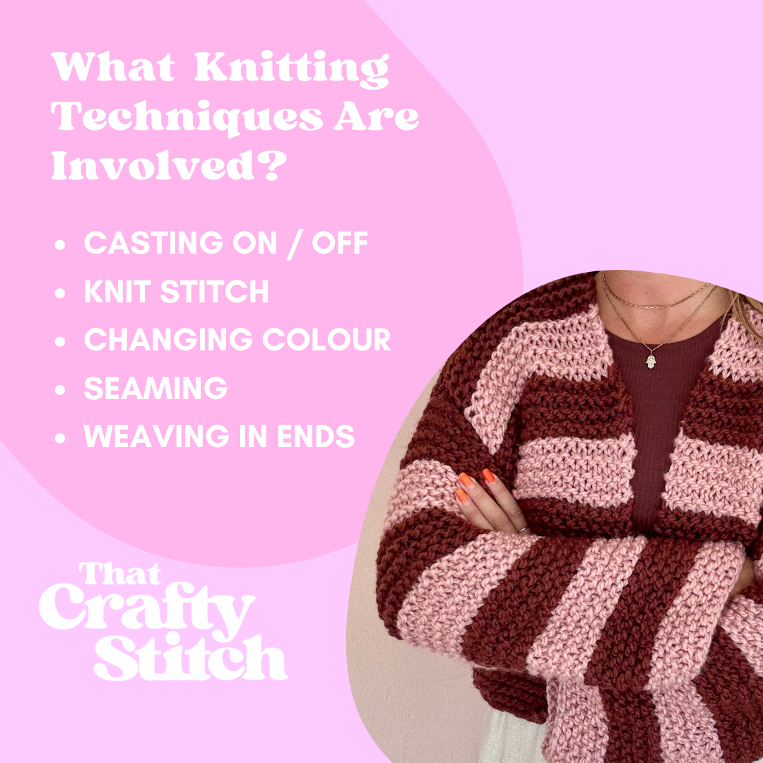 Stripe Beginner cardigan knitting kit | easy cardigan knit kit | chunky cardigan kit | beginner friendly