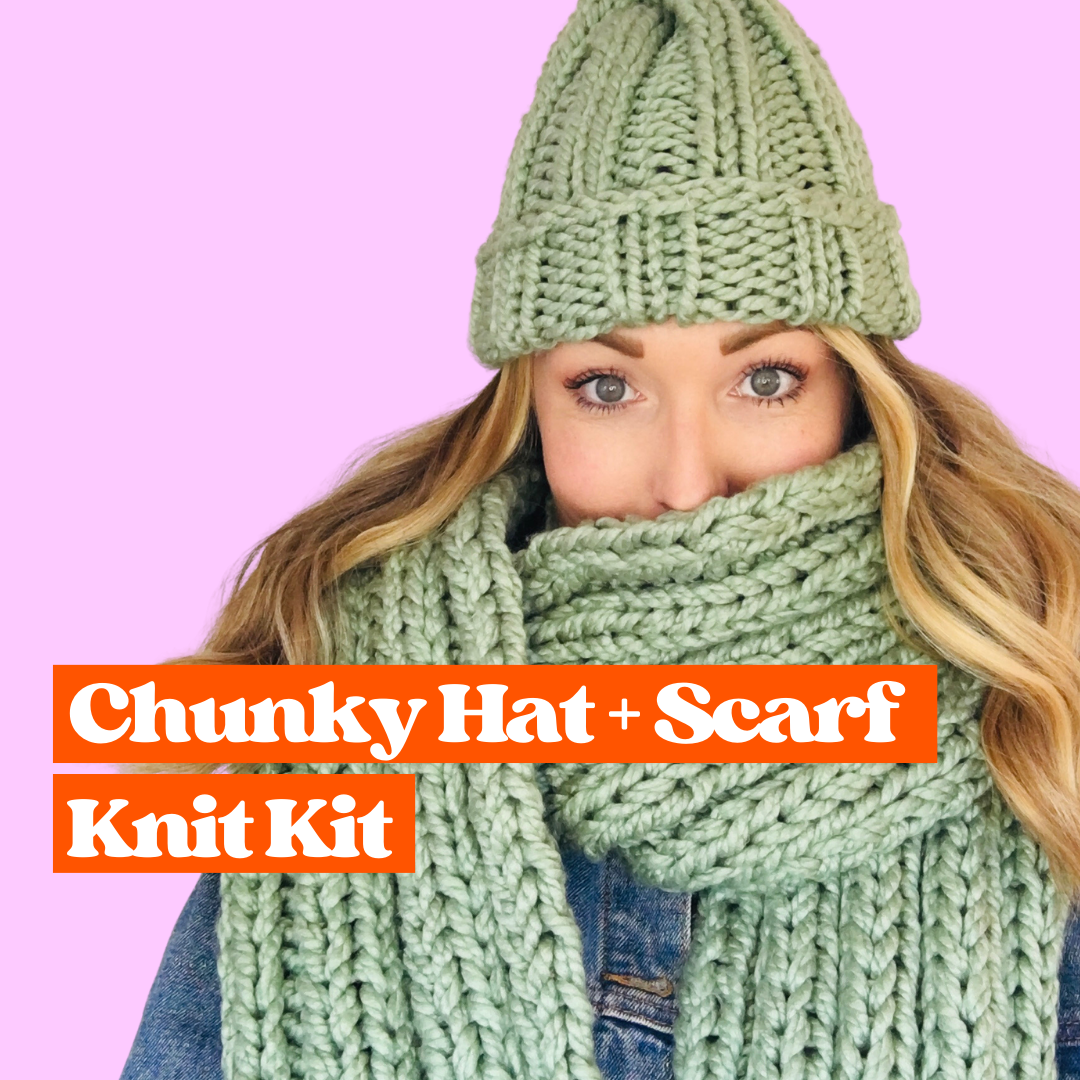 KNITTING KIT Chunky Scarf and Hat