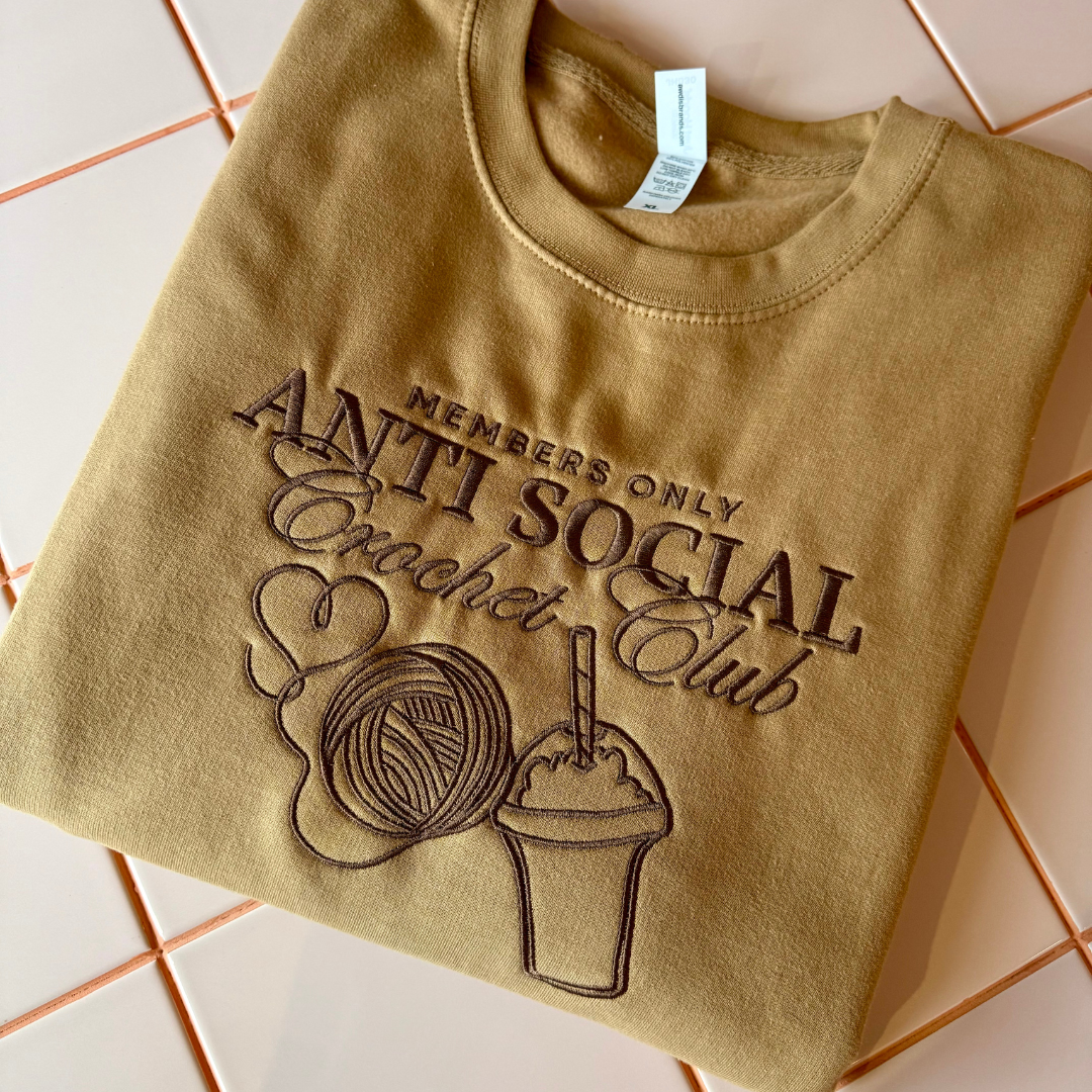 Embroidered sweatshirt - Anti Social Knitting Club or Crochet club - gift for knitter - gift for crocheter