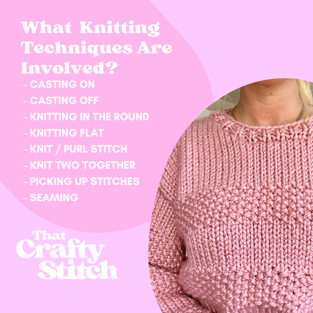 seed stitch chunky jumper knitting kit - confident beginner level