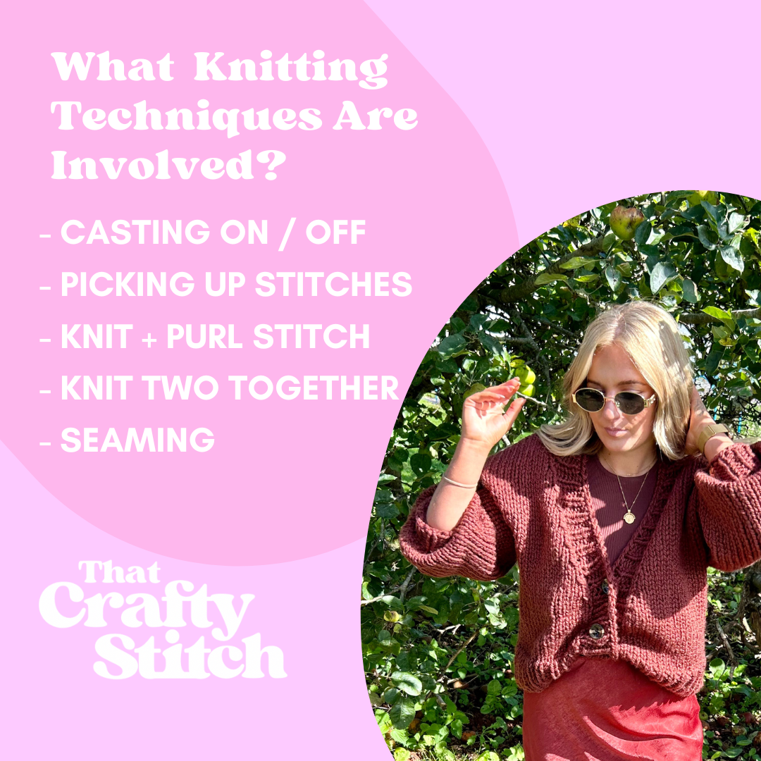 Chloe cardigan knit kit | chunk v-neck cardigan knitting kit | beginner friendly
