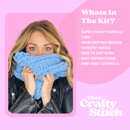 super chunky chenille snood knitting kit