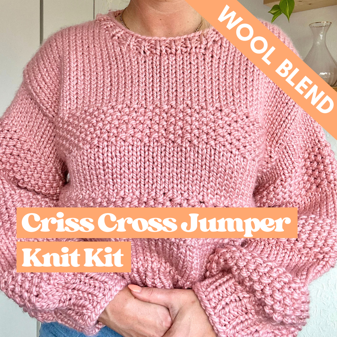 wool blend chunky seed stitch jumper knitting kit