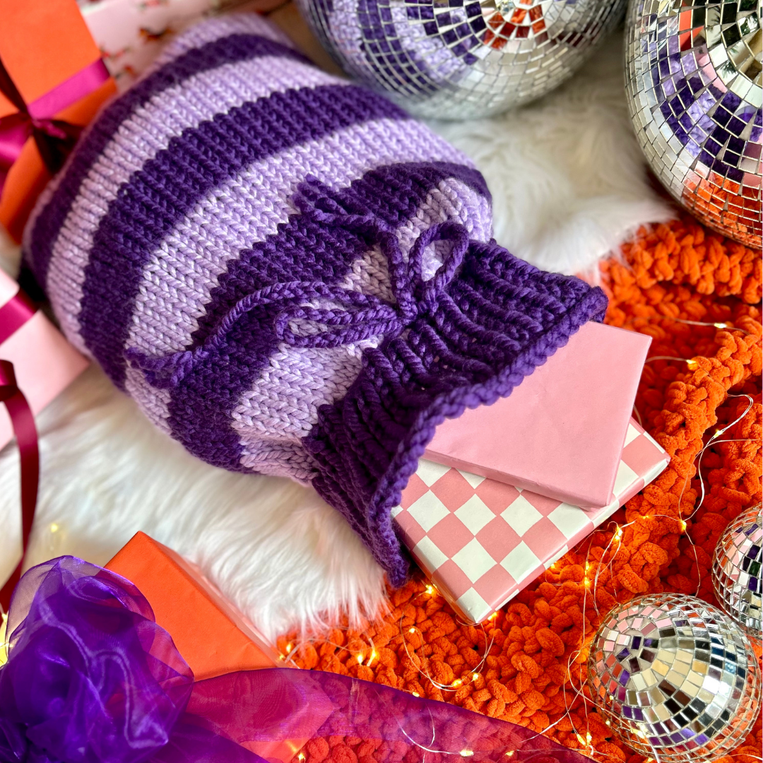 stripe santa sack knit kit