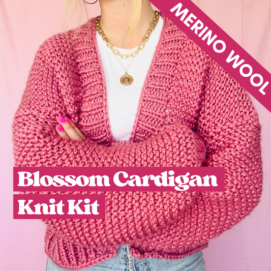 beginner friendly luxury merino wool cardigan knitting kit