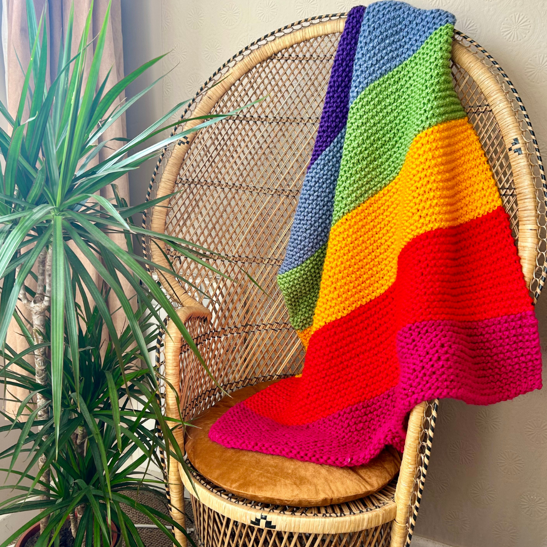 rainbow striped blanket knit kit