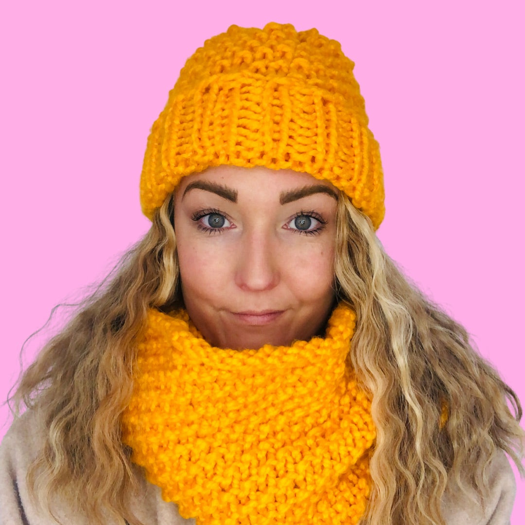 snood and matching hat knitting kit