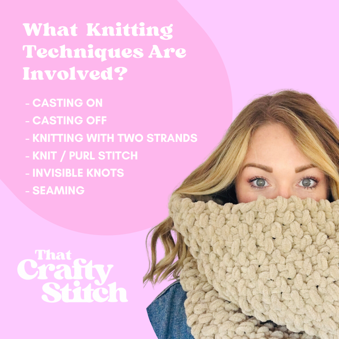 chenille super chunky snood knitting kit - seed stitch