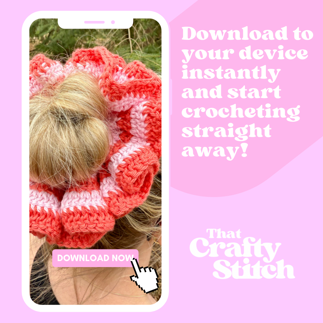Ruffle scrunchie crochet pattern | beginner friendly crochet pattern | digital pattern