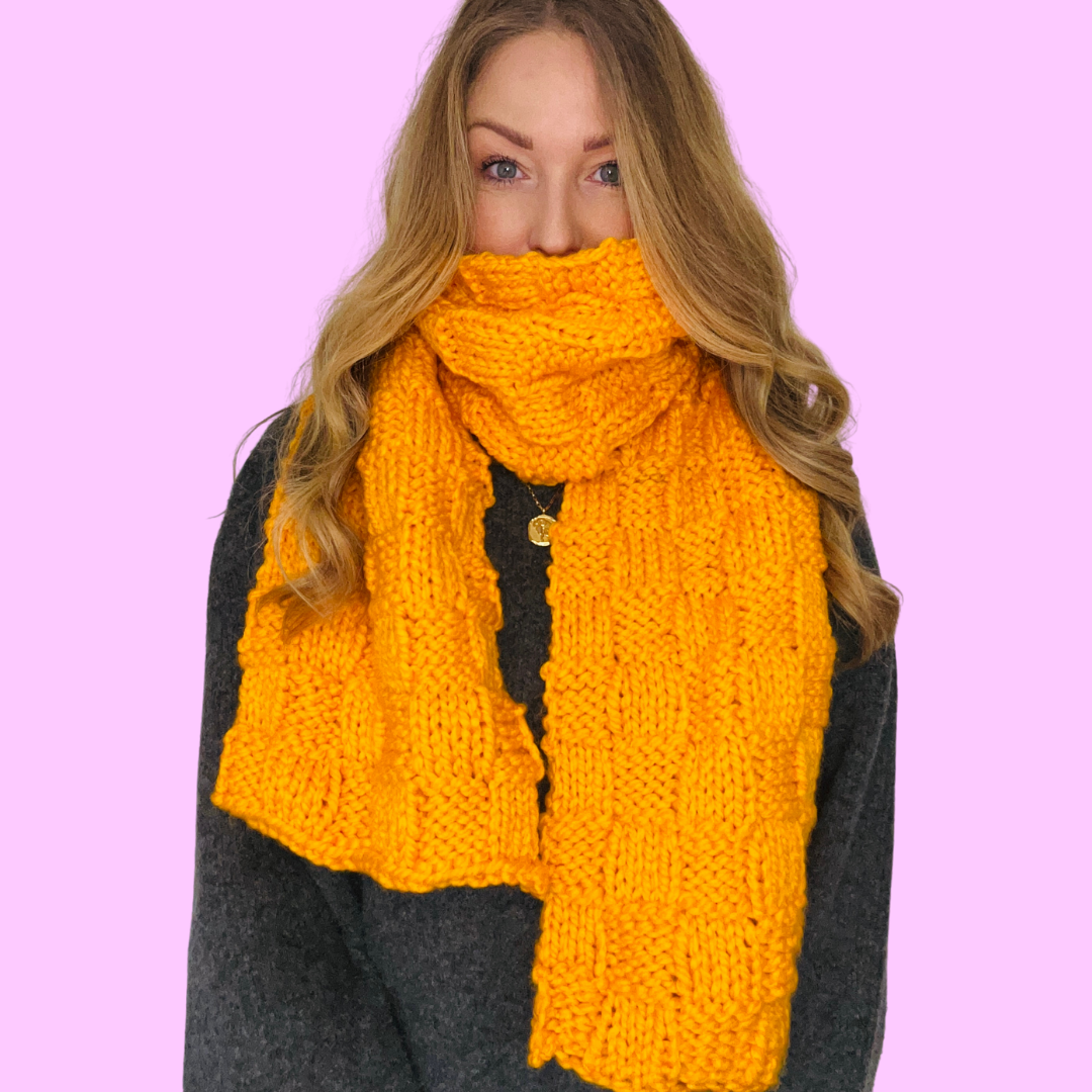 basket stitch chunky scarf knitting kit