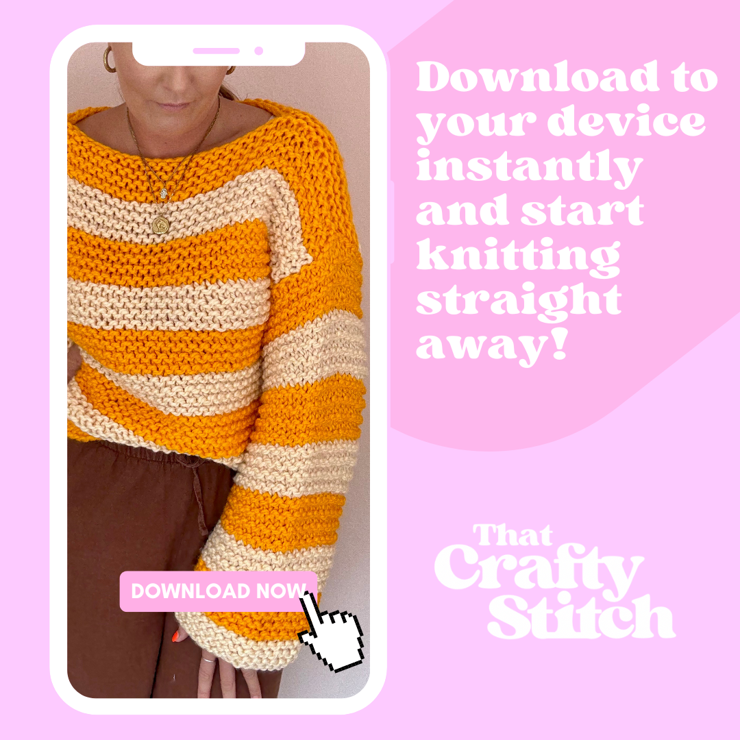 Stripe beginner jumper knitting pattern | digital knitting pattern | beginner friendly