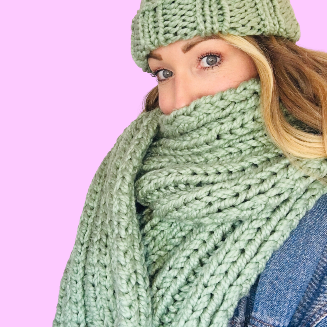 chunky ribbed scarf knit kit