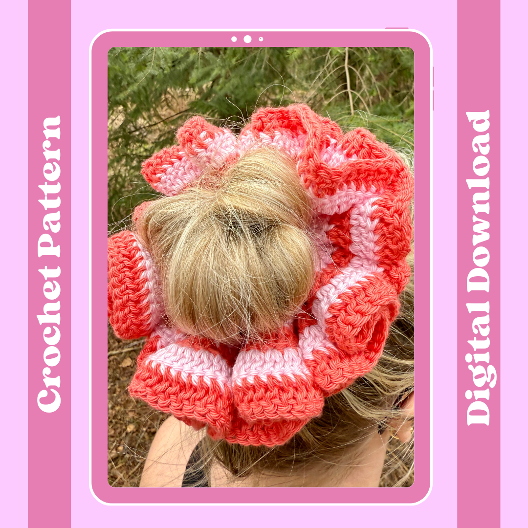 Ruffle scrunchie crochet pattern | beginner friendly crochet pattern | digital pattern