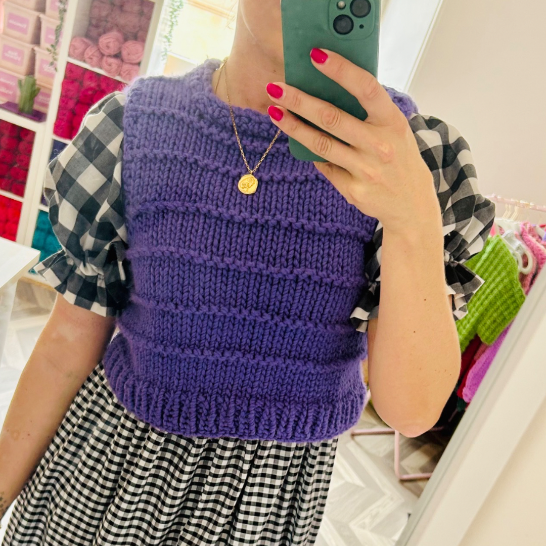 Chunky sweater vest knitting kit | beginner friendly knit kit | knitted vest kit