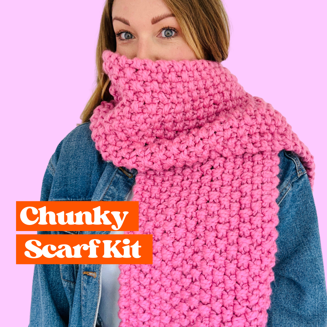 Beginner The Chunky Scarf Knit Kit Cream