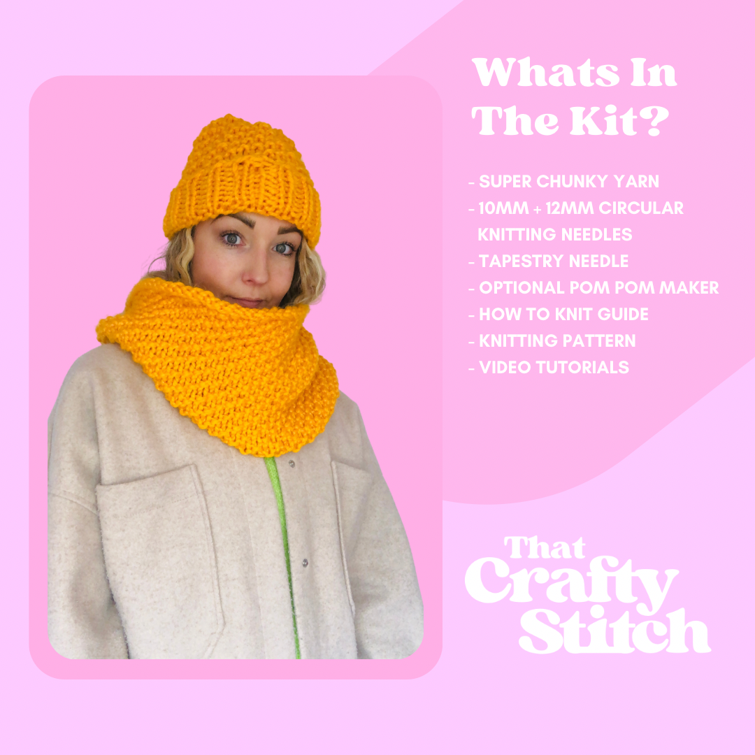 snood and hat knit kit