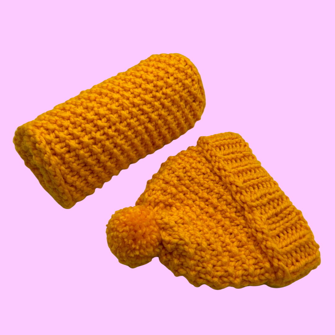 twisted snood and matching hat knit kit