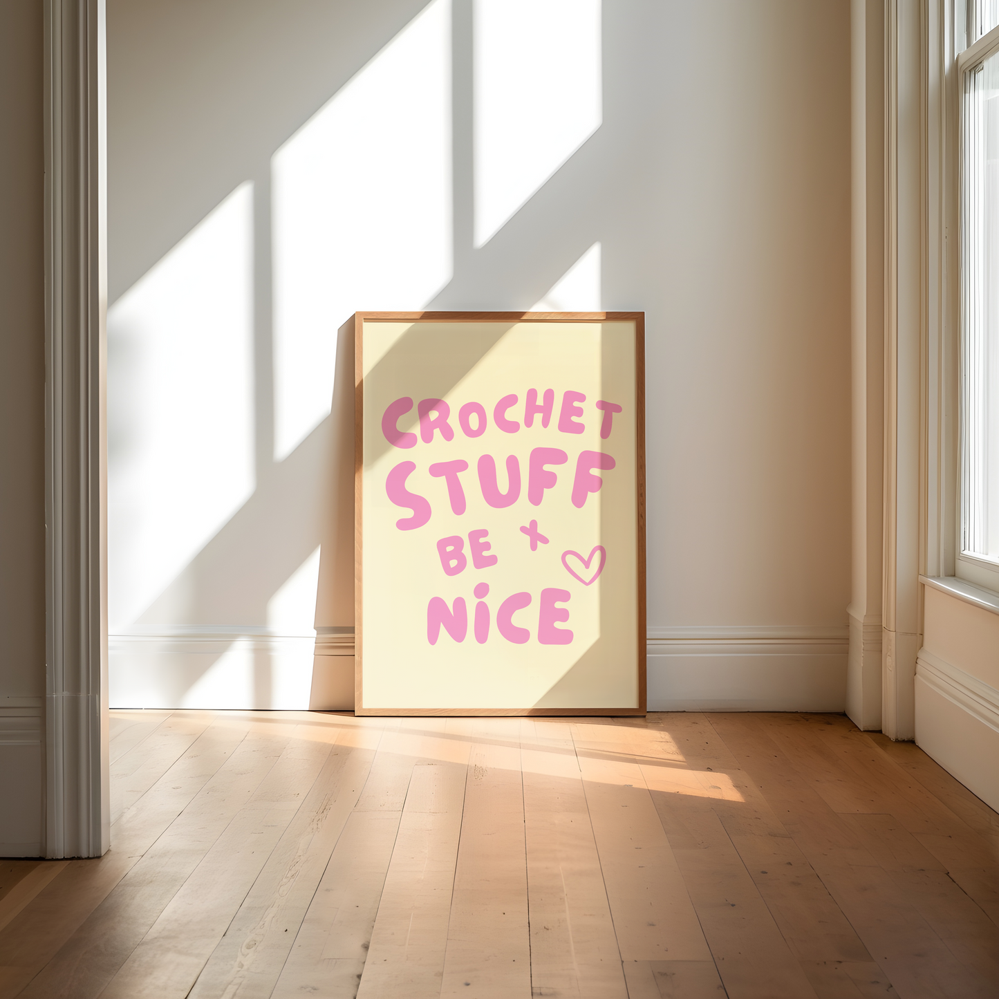 crochet stuff and be nice digital art print cream pink