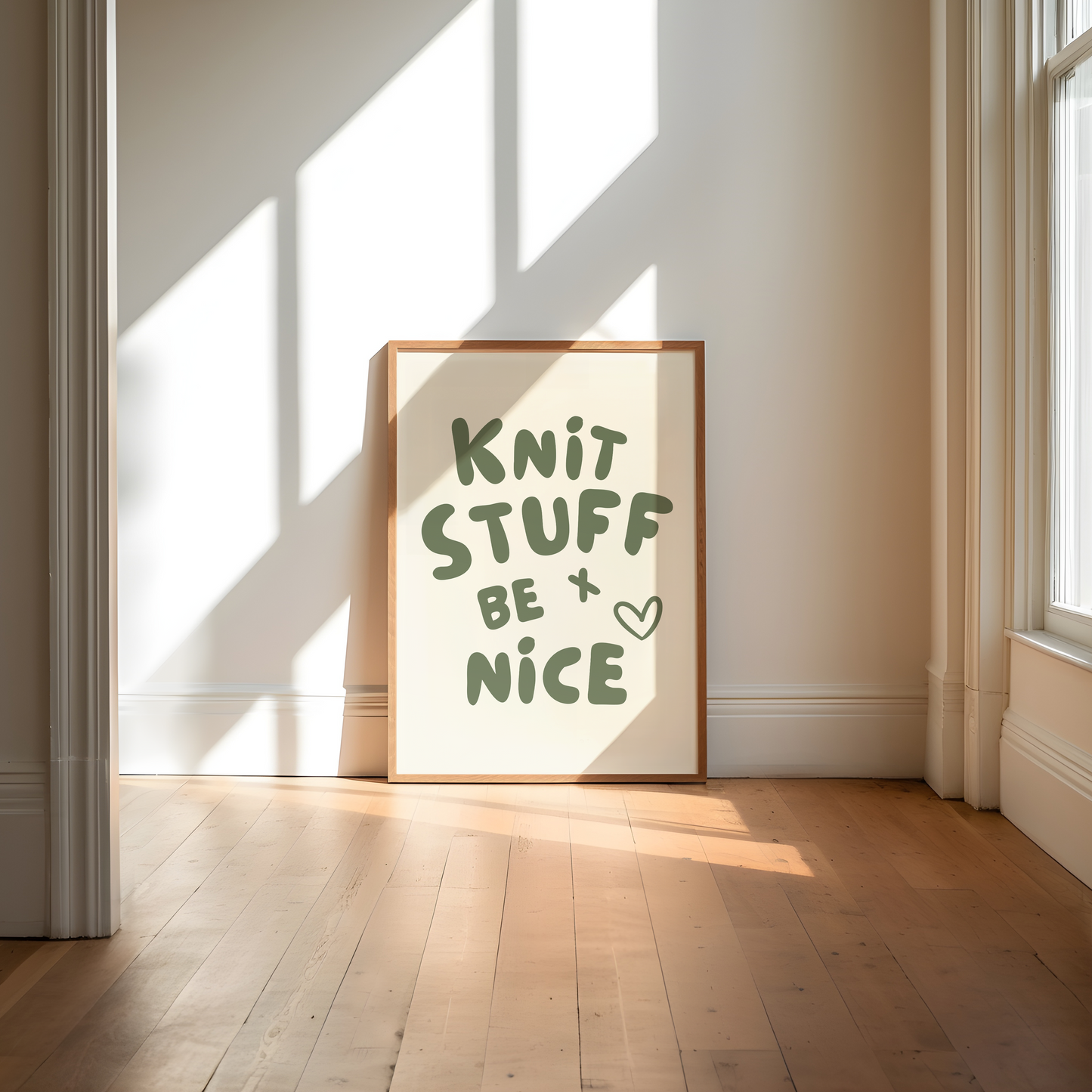 knit stuff and be nice digital art print cream khaki
