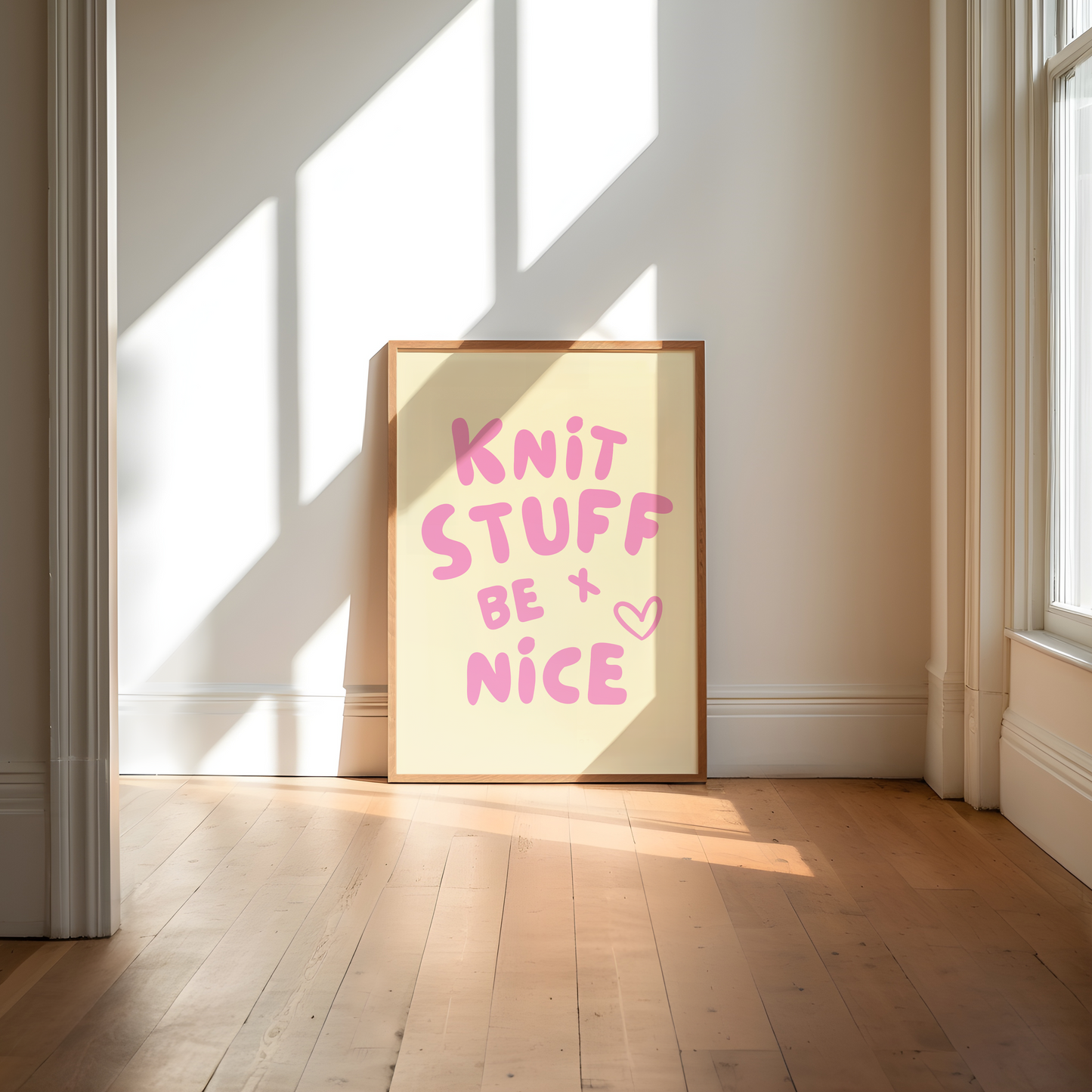 knit stuff and be nice digital art print cream pink