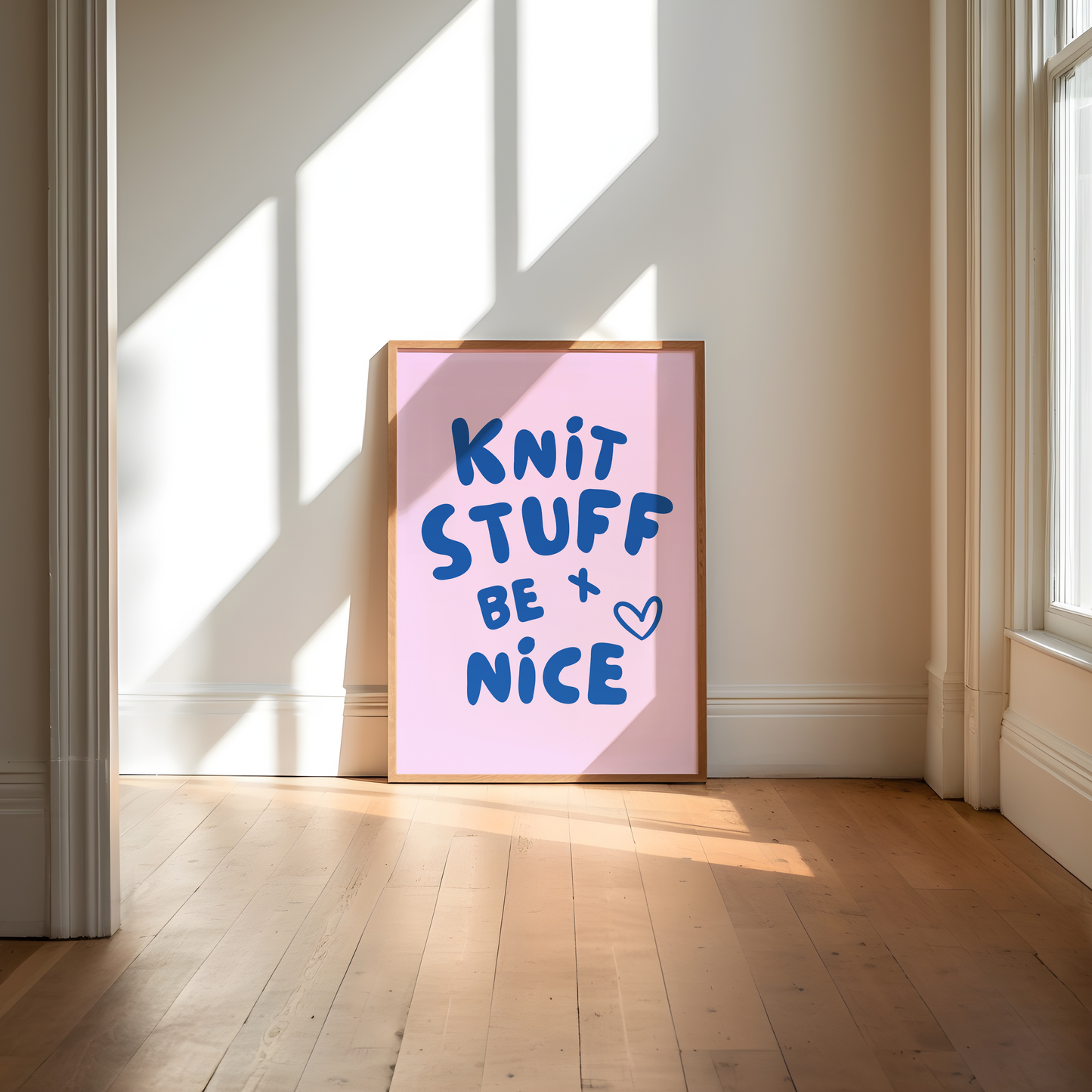 knit stuff and be nice digital art print pink and blue