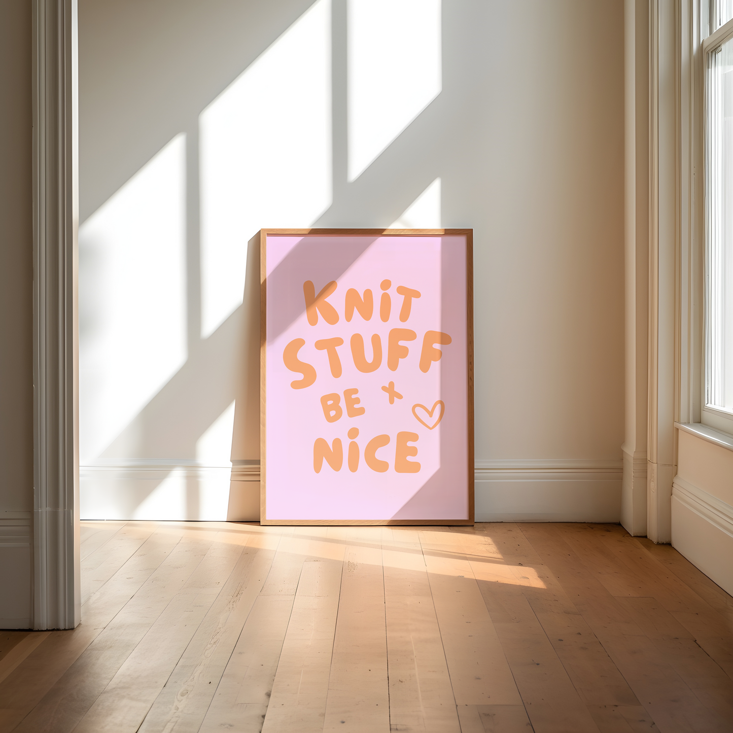 knit stuff and be nice digital art print pink orange