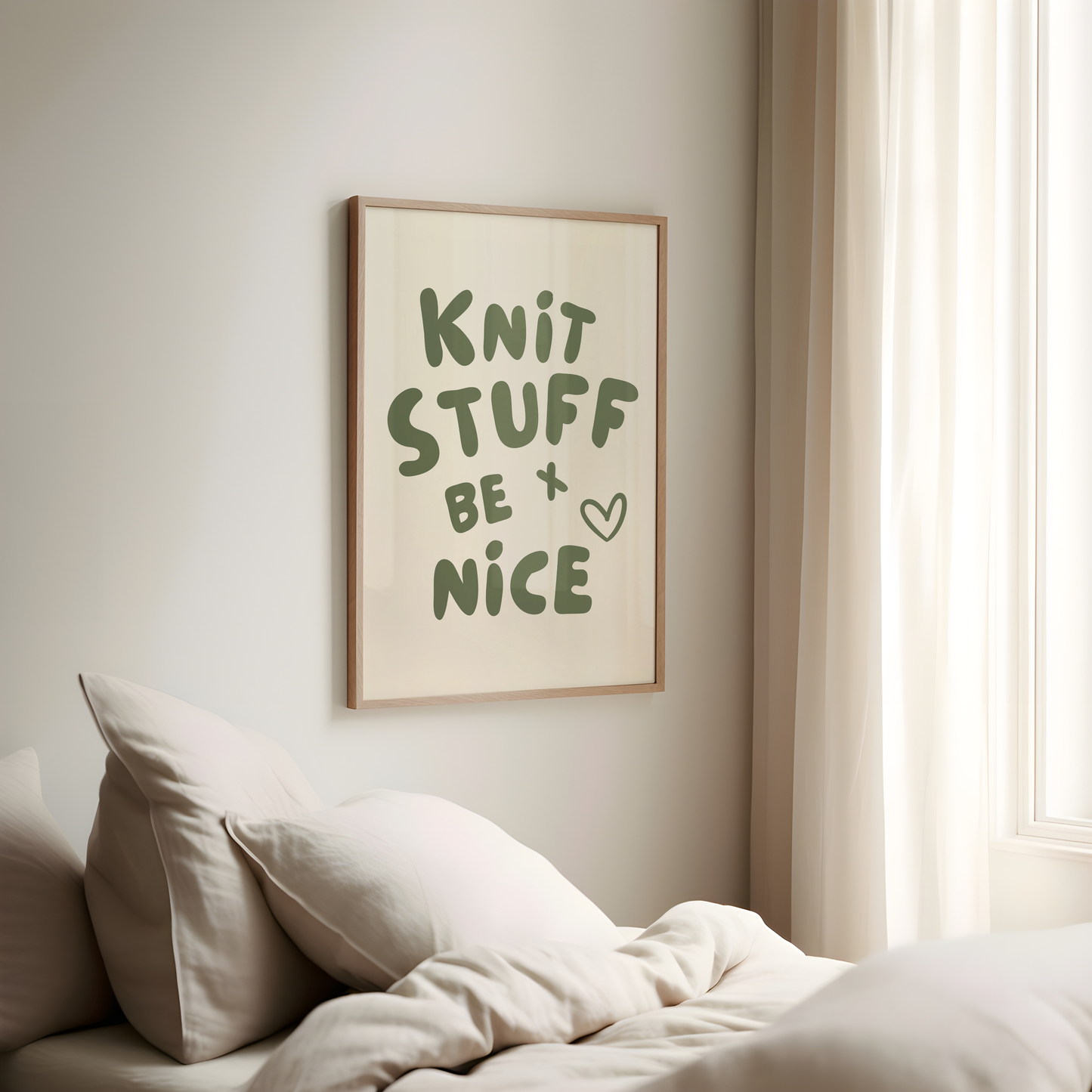 knit stuff and be nice digital art print cream khaki