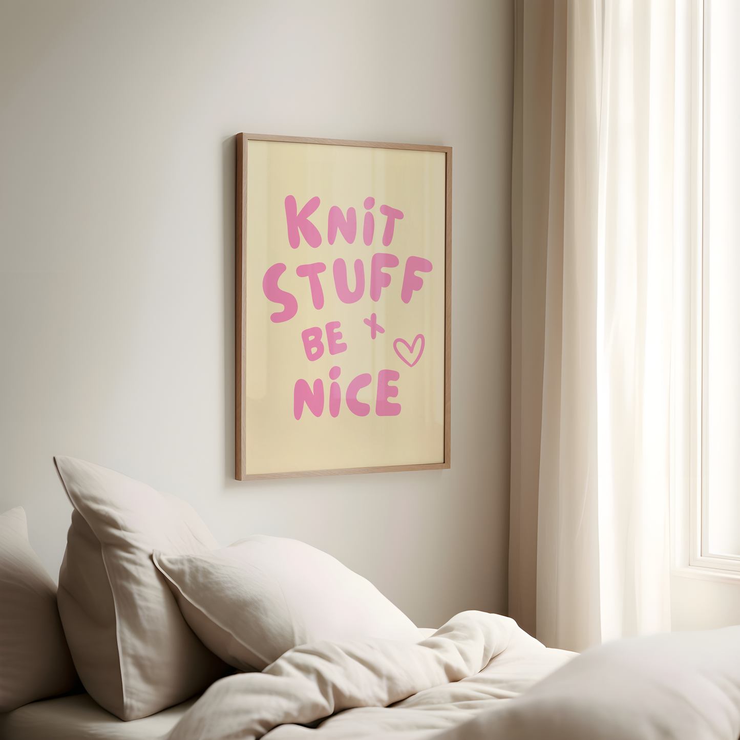 knit stuff and be nice digital art print cream pink