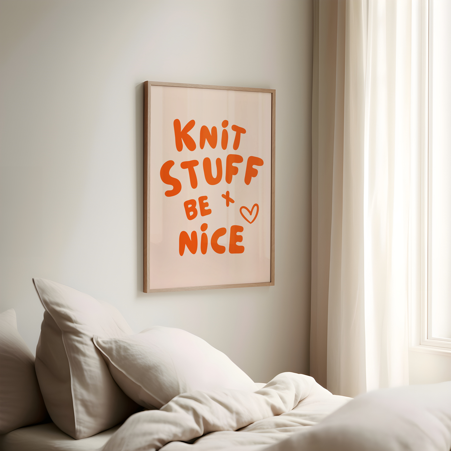 knit stuff and be nice digital art print peach red
