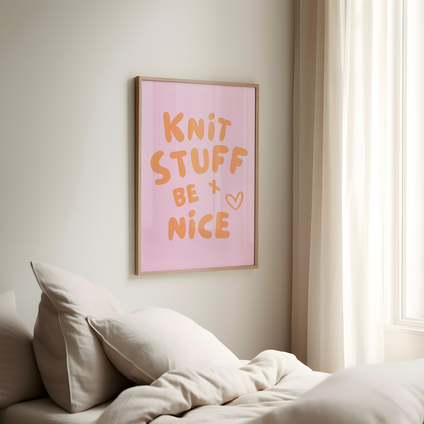 knit stuff and be nice digital art print pink orange